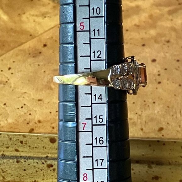 Natural Orange Garnet Sterling Silver Artistic Leaf Ring Discounted Size 6 - Picture 8 of 10